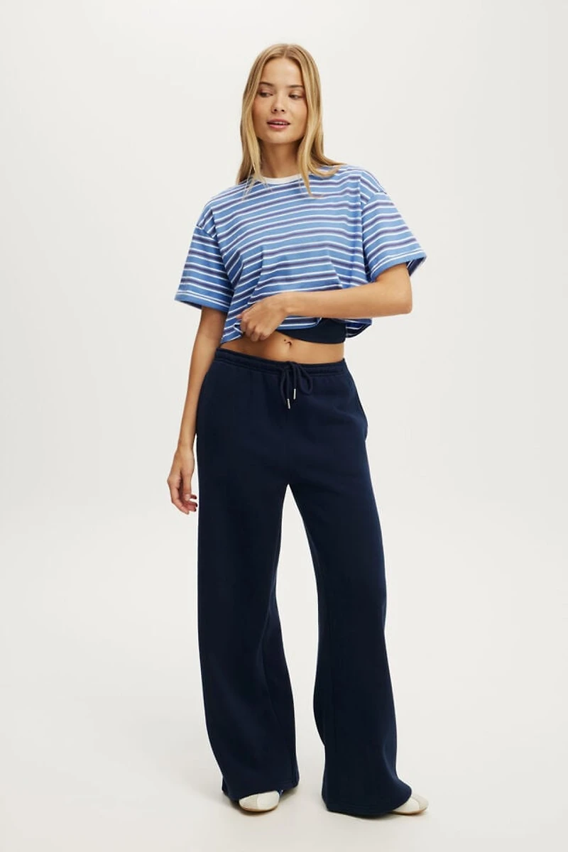 Plush Tie Waist Wide Leg Sweatpant