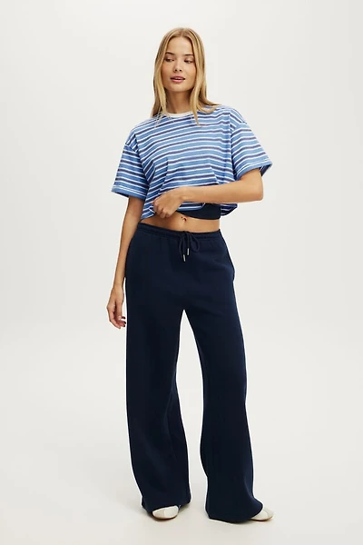 Plush Tie Waist Wide Leg Sweatpant