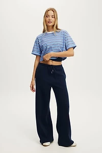 Plush Tie Waist Wide Leg Sweatpant