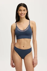 Seamless Longline Lace Trim Bralette