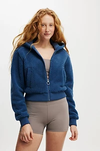 Hooded Sherpa Zip Through Jacket