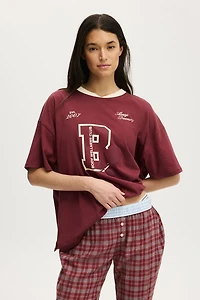 90’S Oversized Sporty V-Neck Tee