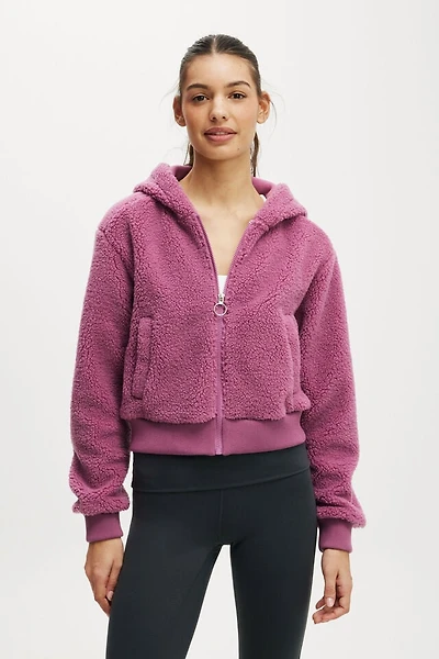 Hooded Sherpa Zip Through Jacket