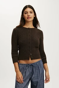 Fluffy Fitted Knit Cardi