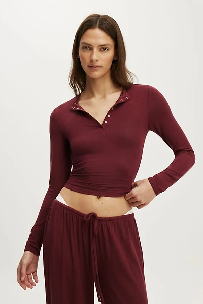 Super Soft Henley Long Sleeve Top
