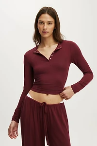 Super Soft Henley Long Sleeve Top