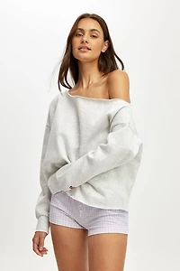 Off The Shoulder Fleece Jumper