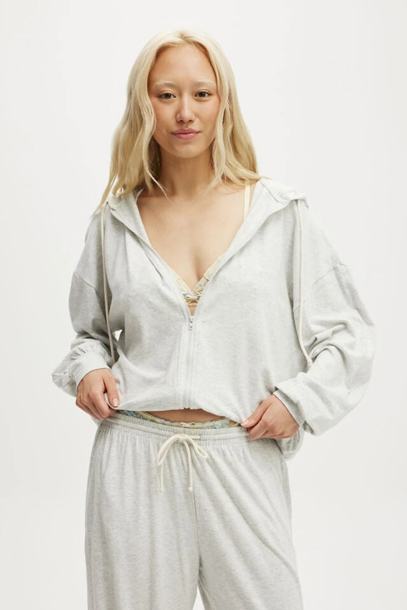 Light Weight Super Soft Hooded Zip Through