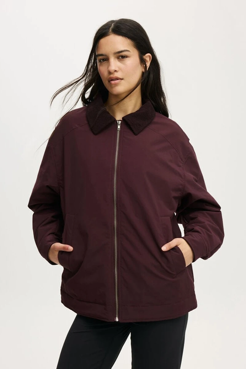 Contrast Collar Oversized Jacket