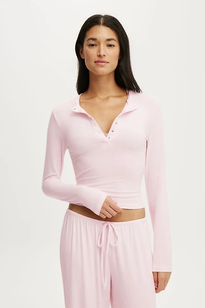 Super Soft Henley Long Sleeve Top
