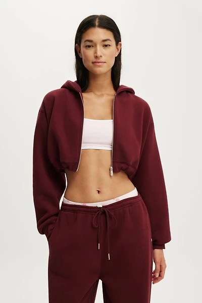 Plush Micro Cropped Zip Through