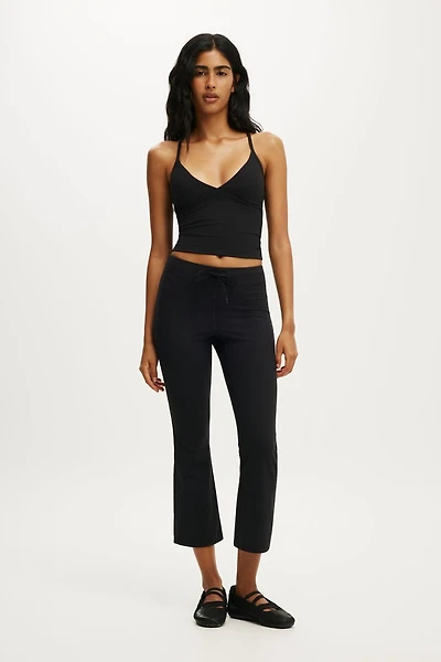 Ultra Soft Tie Front Cropped Kick Flare