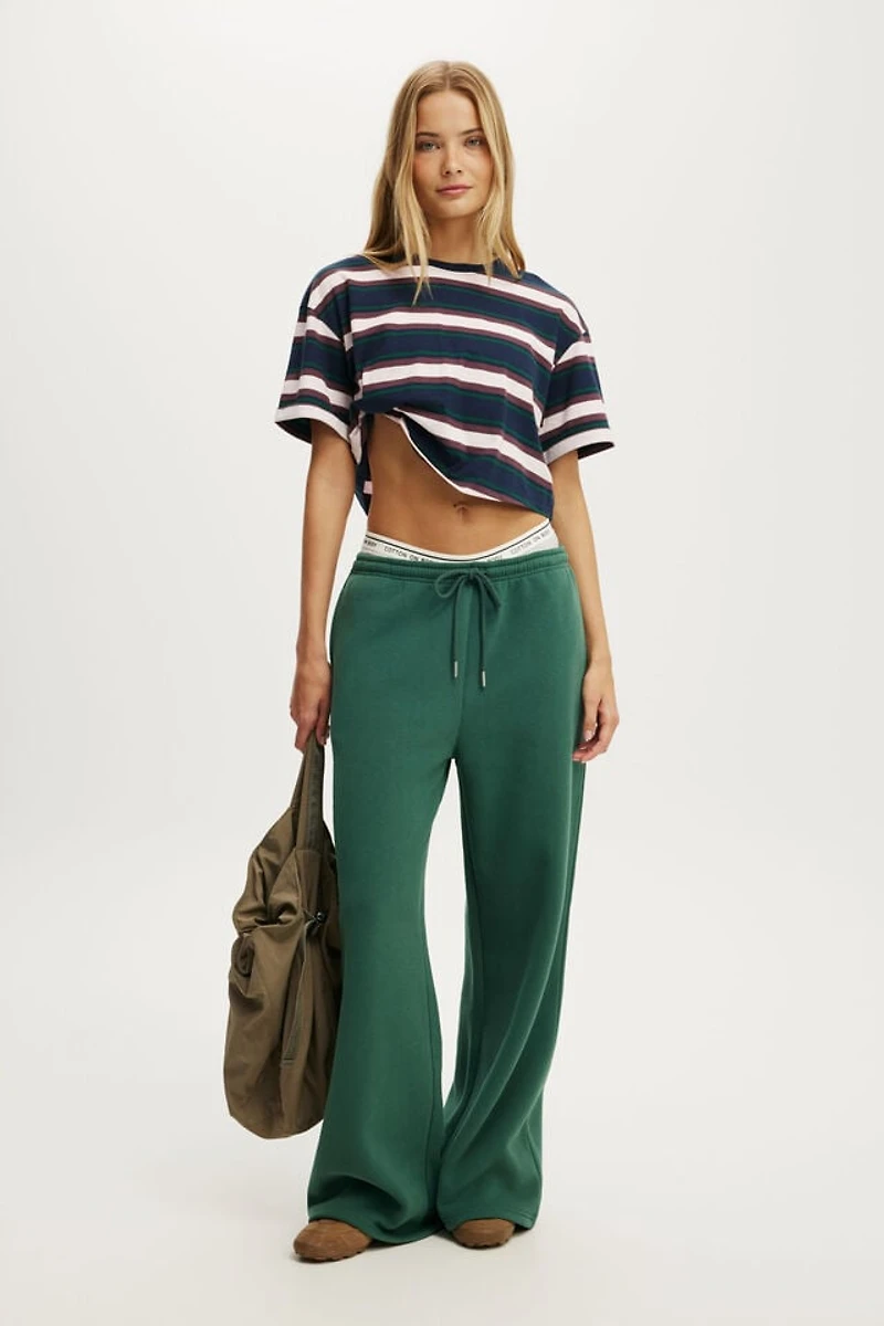 Plush Tie Waist Wide Leg Sweatpant