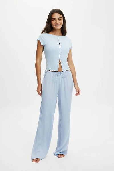 Washed Satin Wide Leg Pant