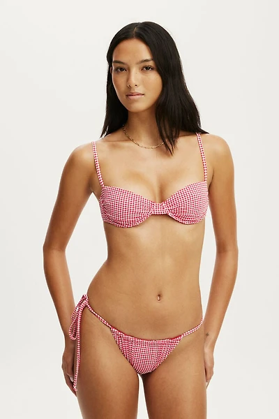 Gathered Thin Strap Balconette Bikini Top