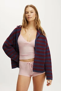 Zip Through Oversized Knit Hoodie