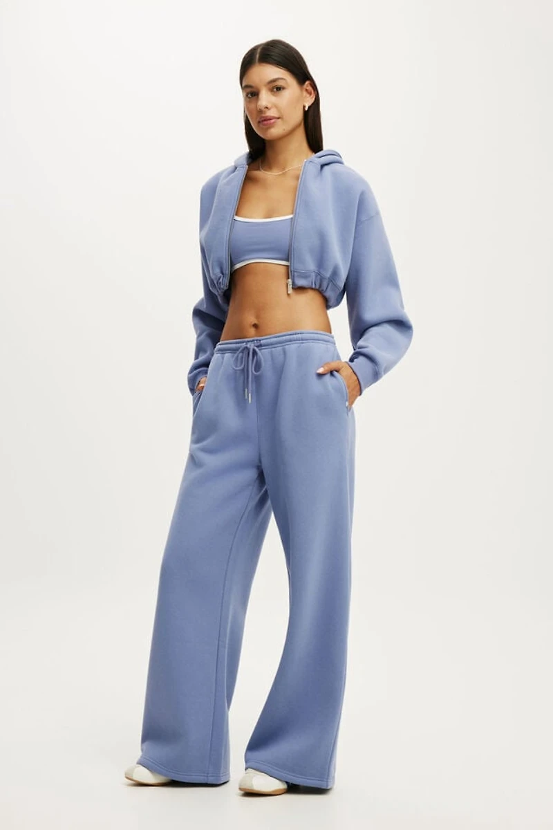 Plush Tie Waist Wide Leg Sweatpant