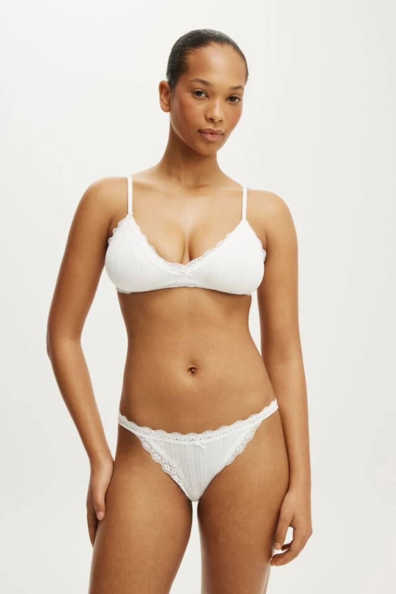Cotton Lace Triangle Padded Bralette