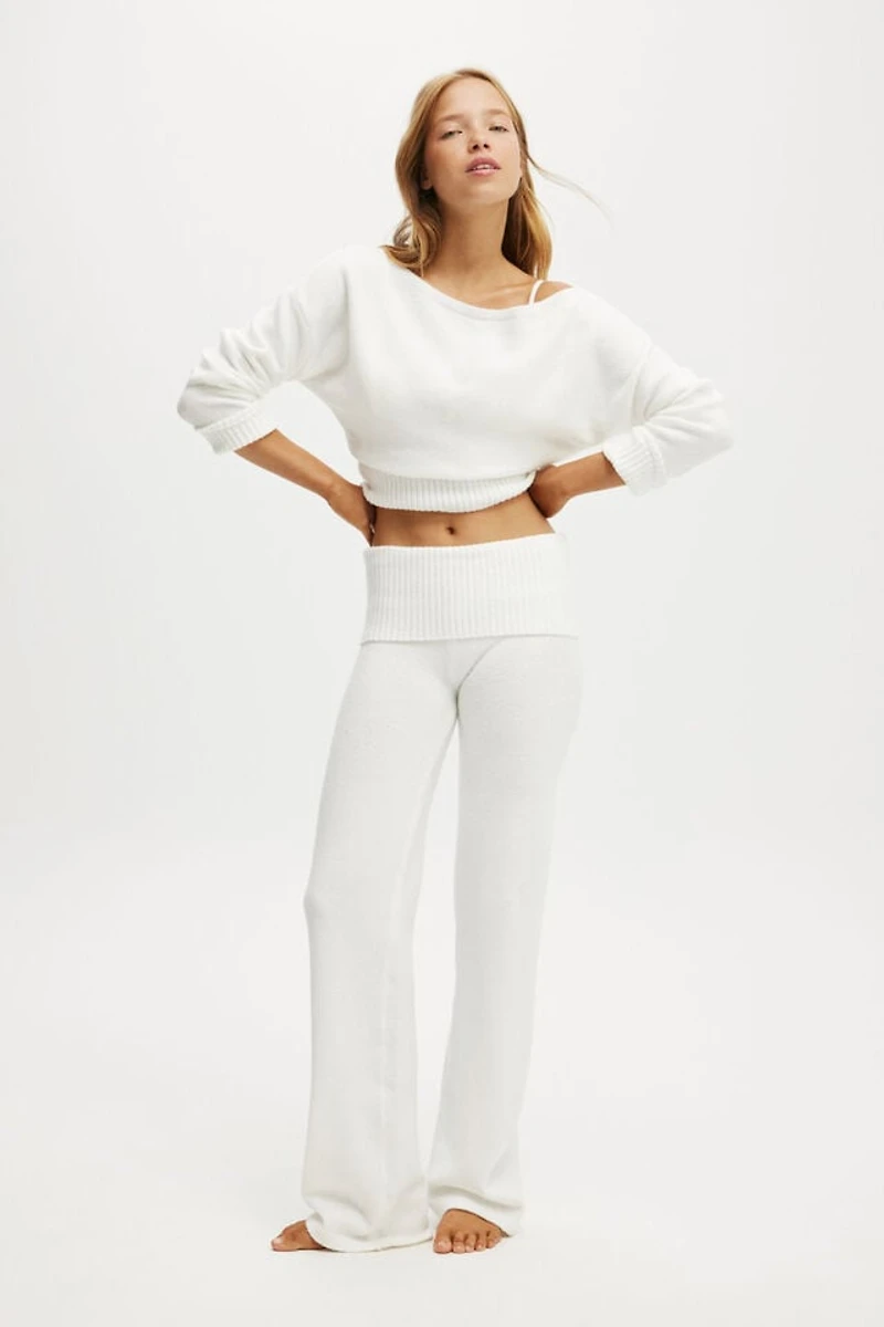 Roll Waist Fluffy Knit Pant