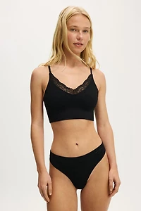 Seamless Longline Lace Trim Bralette