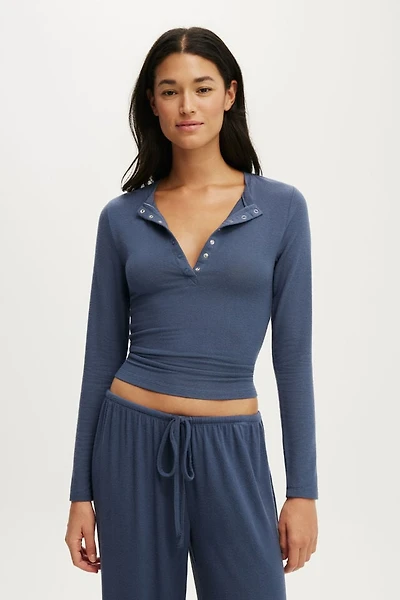 Super Soft Henley Long Sleeve Top