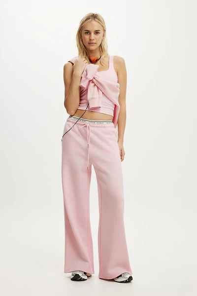 Plush Tie Waist Wide Leg Sweatpant