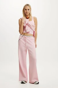Plush Tie Waist Wide Leg Sweatpant
