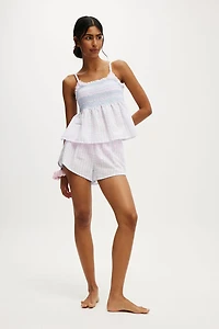 Shirred Woven Sleep Set