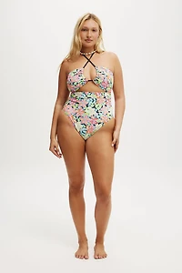 Gathered Halter One Piece Brazilian