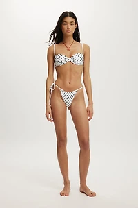 Side Tie Gathered Brazilian Bikini Bottom