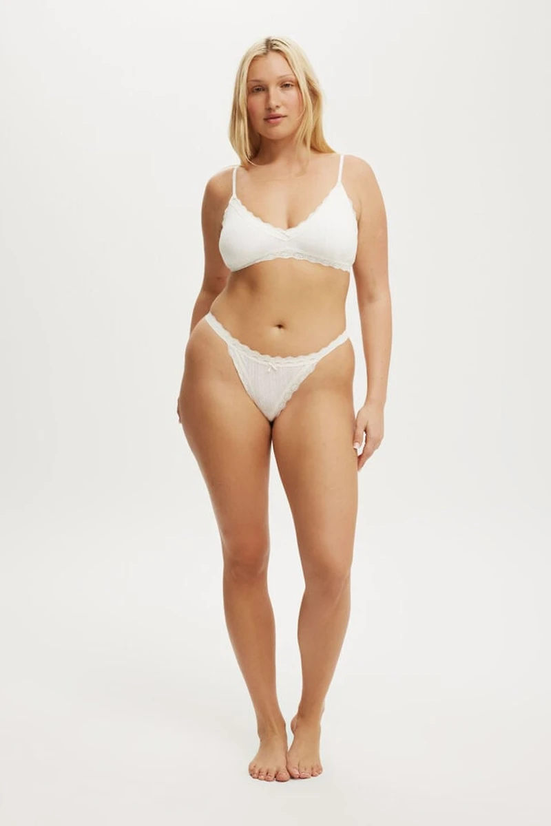 Organic Cotton Lace Thong Brief