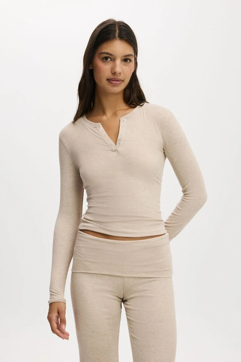 Airy Soft Henley Long Sleeve