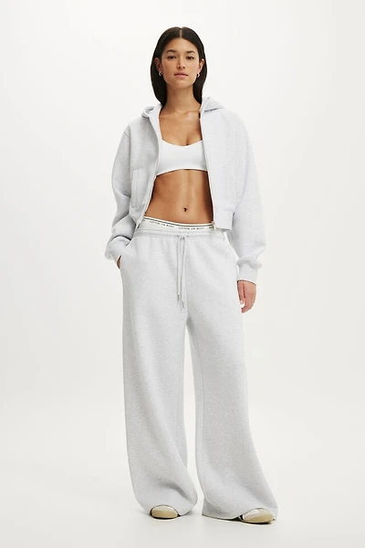 Plush Tie Waist Wide Leg Sweatpant