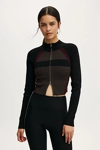 Active Spliced Knit Zip Through