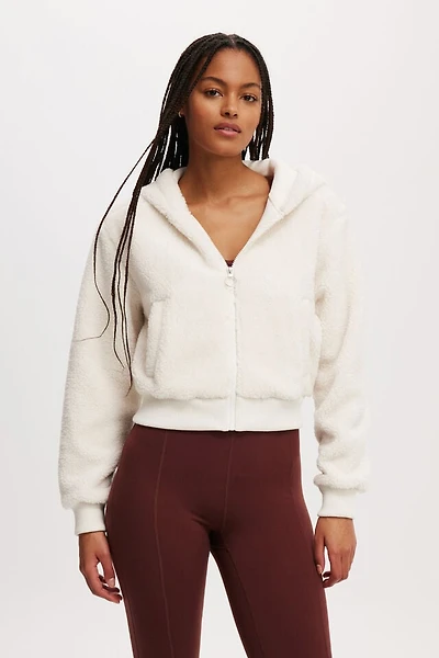 Hooded Sherpa Zip Through Jacket