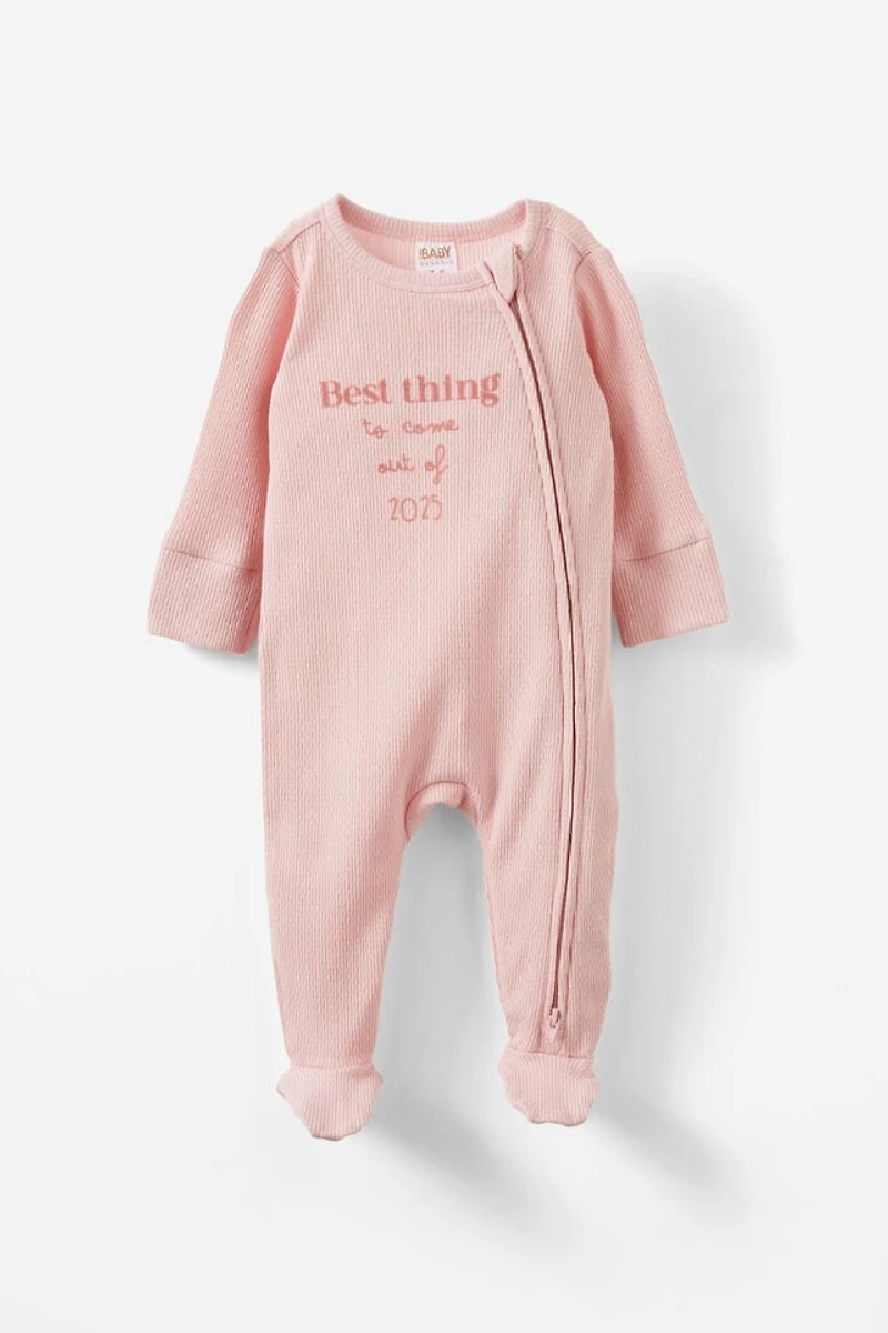 Organic Pointelle Zip All One Romper