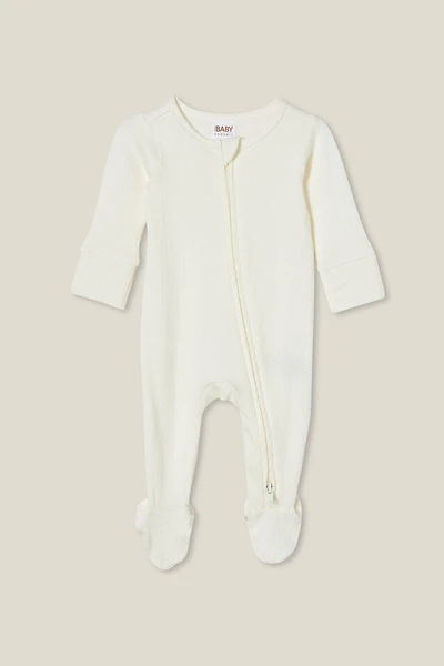 Organic Pointelle Zip All One Romper