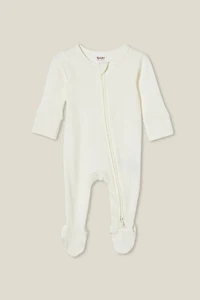 Organic Pointelle Zip All One Romper