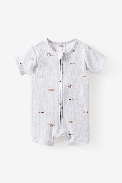 Littlie Organic Short Sleeve Zip All One Romper