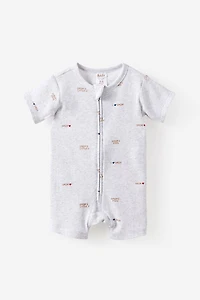 Littlie Organic Short Sleeve Zip All One Romper
