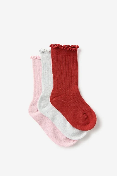 Kids 3Pk Sparkle Socks