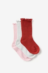 Kids 3Pk Sparkle Socks