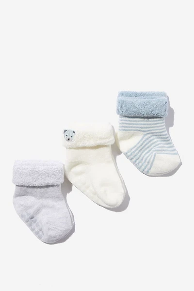 3Pk Terry Baby Socks