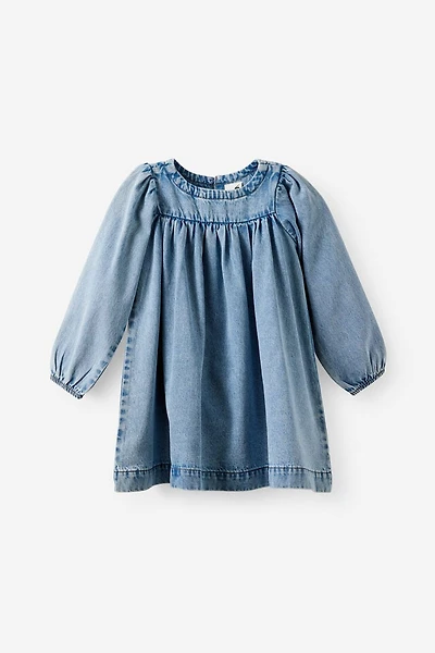 Long Sleeve Denim Yoke Dress
