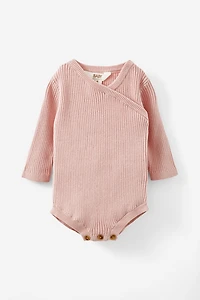 Organic Rib Knit Cross Over Tie Bubbysuit