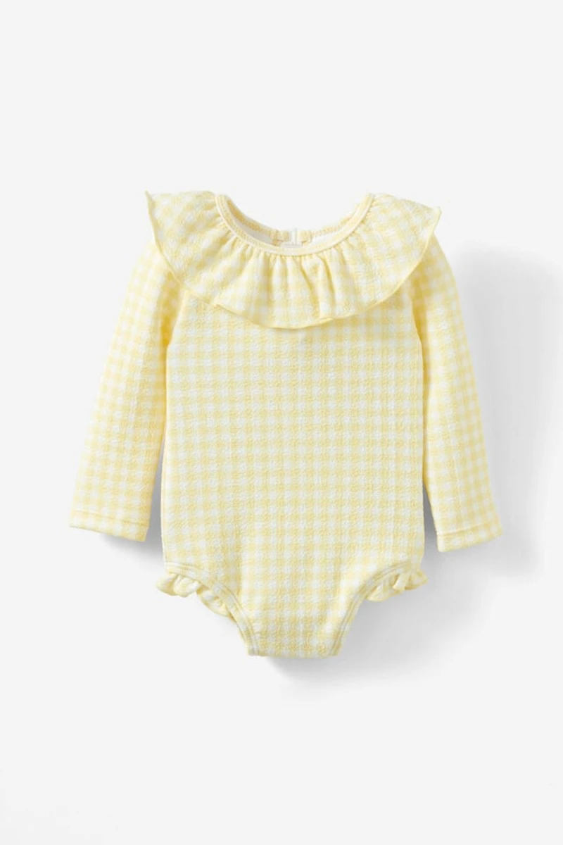 Bonnie Long Sleeve Ruffle One Piece (Keyhole Back