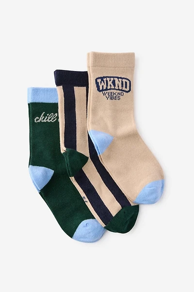 Kids 3Pk Crew Socks