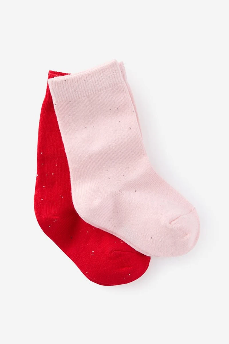 Kids 2Pk Longline Crew Socks