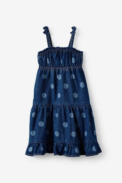 Sleeveless Denim Tiered Dress