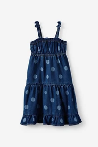 Sleeveless Denim Tiered Dress